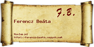 Ferencz Beáta névjegykártya